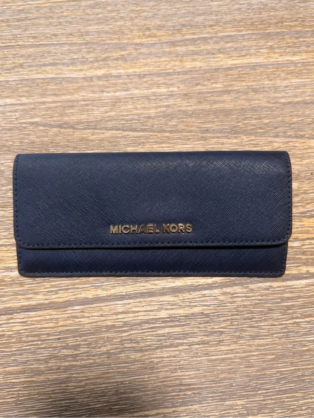 Michael Kors Jet Set Travel Admiral Flat Wallet | Navy Saffiano Leather